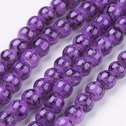 Spray Painted Glass Bead Strands, Round, Dark Violet, 6mm, Hole: 1.3~1.6mm, about 133pcs/strand, 31.4 inch
