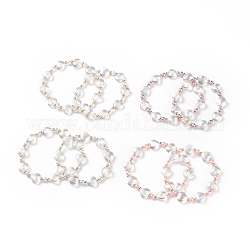 2 pièces 2 tailles de bracelets extensibles en perles de verre pour mère enfants, couleur mixte, diamètre intérieur: 1-3/4~1-7/8 pouce (4.3~4.8 cm), 1pc / taille