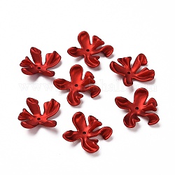 Rubberized Style Acrylic Bead Caps, Frosted, 5-Petal Flower, FireBrick, 20x19.5x6mm, Hole: 1.5mm