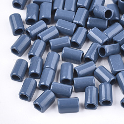 Acryl europäischen Perlen, Großloch perlen, Würfel, Stahlblau, 9x6x5.5 mm, Bohrung: 4 mm, ca. 2800 Stk. / 500 g