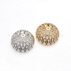 Brass Filigree Bead Caps, Mixed Color, 20x10mm, Hole: 1mm