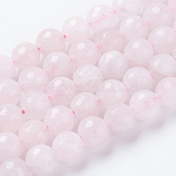 Природного розового кварца нитей бисера, граненые, круглые, розовые, 8 мм, отверстие : 1 мм, около 46 шт / нитка, 15.75 дюйм