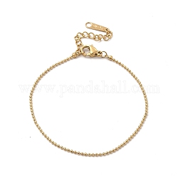 Placage ionique (ip) 304 bracelet chaîne boule en acier inoxydable pour femme, véritable 14k plaqué or, 6-5/8 pouce (16.7 cm)