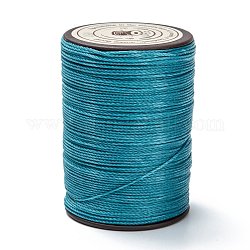 Runde gewachste Polyesterfadenschnur, Mikro-Makramee-Schnur, verdrillte Schnur, zum Nähen von Leder, blaugrün, 0.55 mm, ca. 131.23 Yard (120m)/Rolle