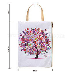 Bricolage motif d'arbre à thème saisonnier sacs à main à glissière kits de peinture au diamant, y compris les strass en résine, stylo, plateau & colle argile, rose, 325x240mm
