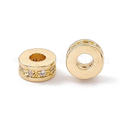 Perline zirconi micro pave  in ottone, colonna, piombo & cadimo libero, oro chiaro, 7x3.5mm, Foro: 3 mm