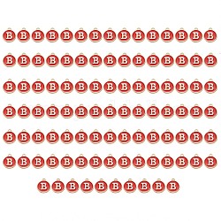 Charms aus vergoldeter Emaille-Legierung, emaillierte Pailletten, Flachrund, rot, letter.b, 14x12x2 mm, Bohrung: 1.5 mm, 100 Stück / Karton