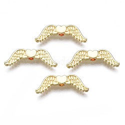 Rack Plating Alloy Beads, Cadmium Free & Lead Free, Wing, Light Gold, 7x20x3mm, Hole: 1.5mm