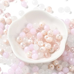 Perle di vetro, sfaccettato, rondelle, roso, 8x6mm, Foro: 1 mm, circa 145pcs/60g