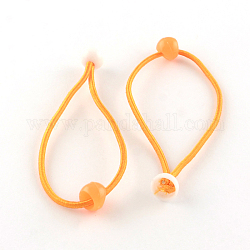 Accessori per capelli cravatte capelli fibra elastica, con perline acrilico, arancione, 170x2mm, su 100 pz / pacco
