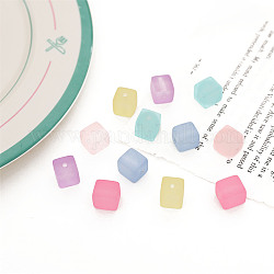 Perline acriliche trasparenti in stile gommato, cubo, colore misto, 10.4x13x12.9mm, Foro: 2.1 mm