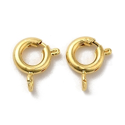 Cierres de anillo de resorte de latón, anillo, real 18k chapado en oro, 10x8x3mm, agujero: 1.6 mm