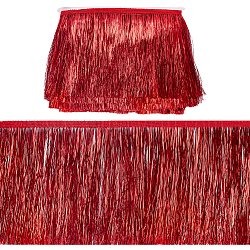 Guarnizioni con frange in poliestere, finiture in nappa, accessori dell'ornamento, rosso scuro, 150x1mm, 10m / scheda
