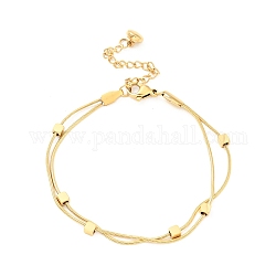304 bracelet multi-rangs en perles cubiques en acier inoxydable, bracelet double couche de chaînes de serpent pour les femmes, or, 6-1/2 pouce (16.6 cm)