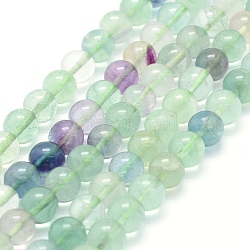 Chapelets de perles en fluorite naturel, ronde, 8~8.5mm, Trou: 1mm, Environ 49 pcs/chapelet, 15.7 pouce (40 cm)