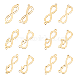 UNICRAFTALE 12Pcs 6 Styles Infinity Connector Charms 304 Stainless Steel Infinity Heart Link Pendants 1.2mm Hole Infinity with Heartbeat Bracelet Charms Metal Charms for DIY Necklace Earring Making