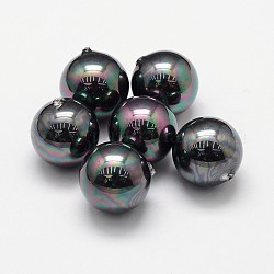 Perles nacrées en coquilles, Grade a, ronde, la moitié foré, noir, 8mm, Trou: 1mm