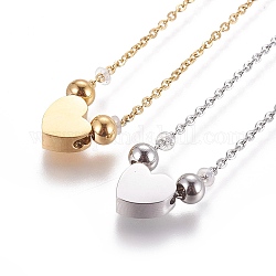 304 Stainless Steel Pendant Necklaces, Heart, Mixed Color, 15.94 inch(40.5cm), 1.7mm