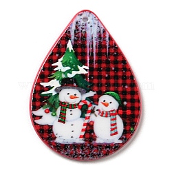 Colgantes de acrílico con tema navideño, lágrima, muñeco de nieve, 47.5x35x2.5mm, agujero: 1.8 mm