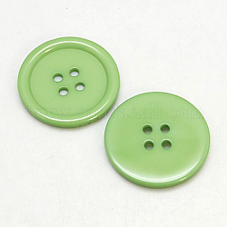 Bottoni di resina, tinto, rotondo e piatto, verde chiaro, 11x2mm, Foro: 1 mm, 980pcs/scatola