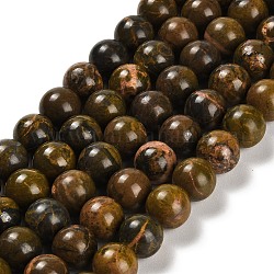 Natürliche Hummel Jaspis Perlen Stränge, Runde, 10 mm, Bohrung: 1~1.2 mm, ca. 39 Stk. / Strang, 15.16 Zoll (38.5 cm)