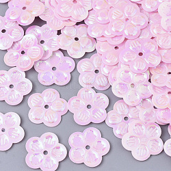 Accessoires ornement, paillette / paillettes en plastique pvc, couleur ab , fleur, perle rose, 12.5x12x0.5mm, Trou: 1.2mm, environ 10000 pcs/500 g