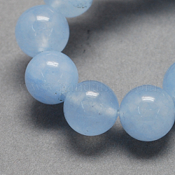 Fili di perline giada naturale, tinto, tondo, azzurro, 10mm, Foro: 1 mm, circa 38pcs/filo, 14.9 pollice