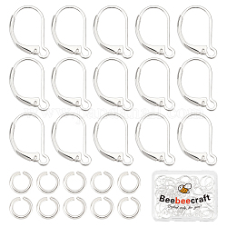 20 Paar Brisur-Ohrringe aus Messing, mit Schlaufen und 40 Stück 304 offenen Biegeringen aus Edelstahl, Echt platiniert, 16x12x2 mm, Bohrung: 1.5 mm