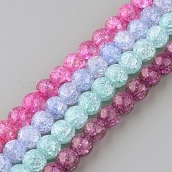 Chapelets de perles en quartz craquelé synthétique, ronde, teinte, couleur mixte, 12mm, Trou: 1mm, Environ 32 pcs/chapelet, 15.7 pouce