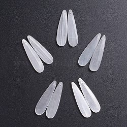 Pendentifs de sélénite naturelle, pour la fabrication de bijoux, larme, 45~45.5x12~12.5x4~4.5mm, Trou: 1mm