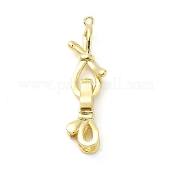 Rack Plating Brass Knot Fold Over Clasps, Lead Free & Cadmium Free, Long-Lasting Plated, Real 18K Gold Plated, Knot: 21.5x10.5x5.5mm, Hole: 1.2mm, Clasps: 18x8x5.5mm, Hole: 5.5x3mm