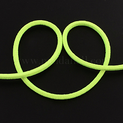 Cordon élastique rond, avec l'extérieur de la fibre et caoutchouc à l'intérieur, jaune vert, 3mm, environ 98.42 yards (90m)/paquet
