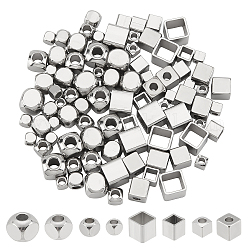 DICOSMETIC 96Pcs Stainless Steel Cube Beads 8 Styel Spacer Beads Smooth Loose Beads for Necklaces, Bracelets and Jewelry Accessories Handmade Charms (Hole: 2mm)
