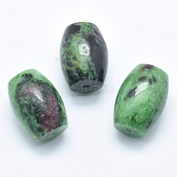 Rubí natural en los abalorios zoïsite, medio perforado (agujeros en ambos lados), barril, 24.5~25x18mm, agujero: 2.5~3 mm