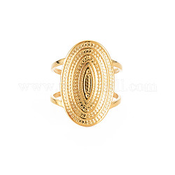 Placage ionique (ip) 304 anneau de manchette large ouvert ovale en acier inoxydable pour femme, sans nickel, véritable 18k plaqué or, nous taille 8 (18.1 mm)