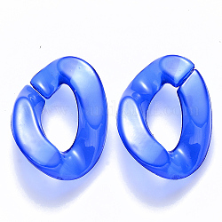 Anelli di collegamento acrilico della gelatina imitazione, connettori a collegamento rapido, per la fabbricazione di catene da marciapiede, twist, blu, 30x21x6mm, diametro interno: 16x8mm