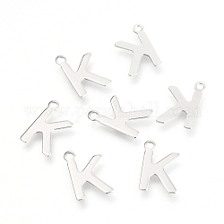 201 Edelstahl Anhänger / charms, Alphabet, letter.k, 12x9x0.6 mm, Bohrung: 1.4 mm