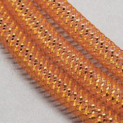 Mesh Tubing, Plastic Net Thread Cord, with Gold Vein, Orange, 8mm, 30 yards/Bundle
