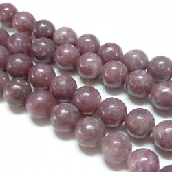 Natural Lepidolite Beads Strands, Round, 6mm, Hole: 1mm, about 64pcs/strand, 15.3inch