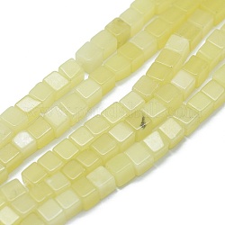 Fili di perle giada limone naturale, cubo, 3~4.5x3~4.5x3~5mm, Foro: 0.8~1 mm, circa 89~97pcs/filo, 15.1~15.5 pollice (38.5~39.5 cm)