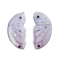 Transparente Epoxidharz-Cabochons, mit Pailletten, Flügel, Lavendel, 20x9.5x2 mm