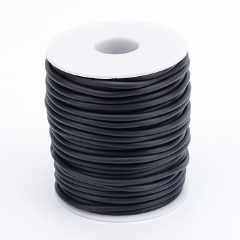 Pvc tubular cordón de caucho sintético sólido, envuelta alrededor de la bobina de plástico blanco, ningún agujero, negro, 5mm, alrededor de 10.93 yarda (10 m) / rollo