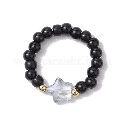 Glasperlen strecken Ringe&nbsp;RJEW-JR00821-1