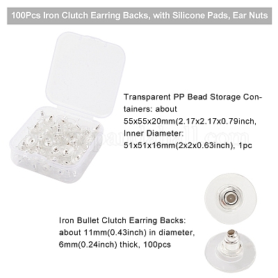 100pcs silicone earring backs for studs clip on earring comfort