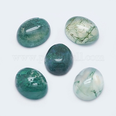 Cabochons de la ágata de musgo natural&nbsp;G-G759-Z12-1