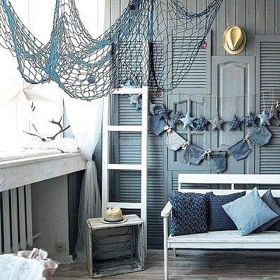 Big Fishing Net Supplies Home Decoration 100*200Cm Wall Hangings Fun The  Mediterranean Sea Style Household Decor Wall Stickers