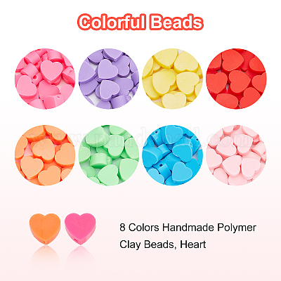 10mm Polymer Clay Beads, Heart Shaped Beads, Valentine Beads, Red Hearts,  Jewelry Making Beads, Bracelet Beads 