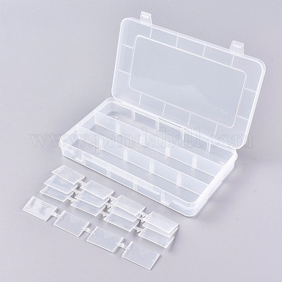 Large 15 Grid Clear Organizer Box Adjustable Dividers - Plastic Compartment  Stor
