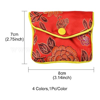 Wholesale Rectangle Floral Embroidery Cloth Zipper Pouches 