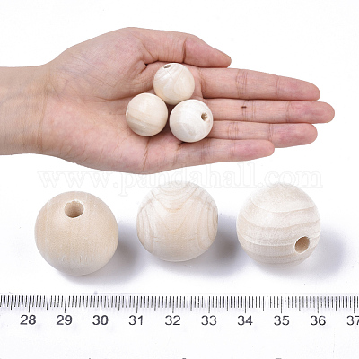 200 Round Natural Unfinished 18mm Wood Bead with 7mm Hole